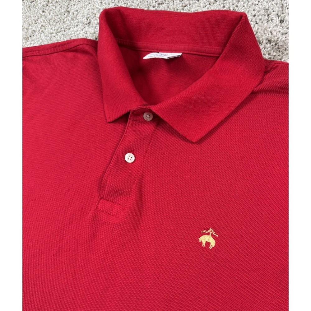 Brooks Brothers Performance Polo Shirt Solid Red Short‎ Sleeve Logo Mens XXL